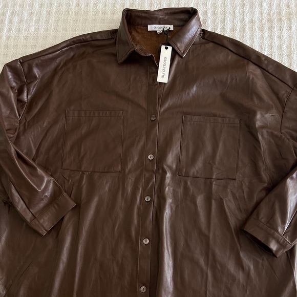 NWT Olivaceous Brown Leather Shacket ✨🤎 - Picture 3 of 6